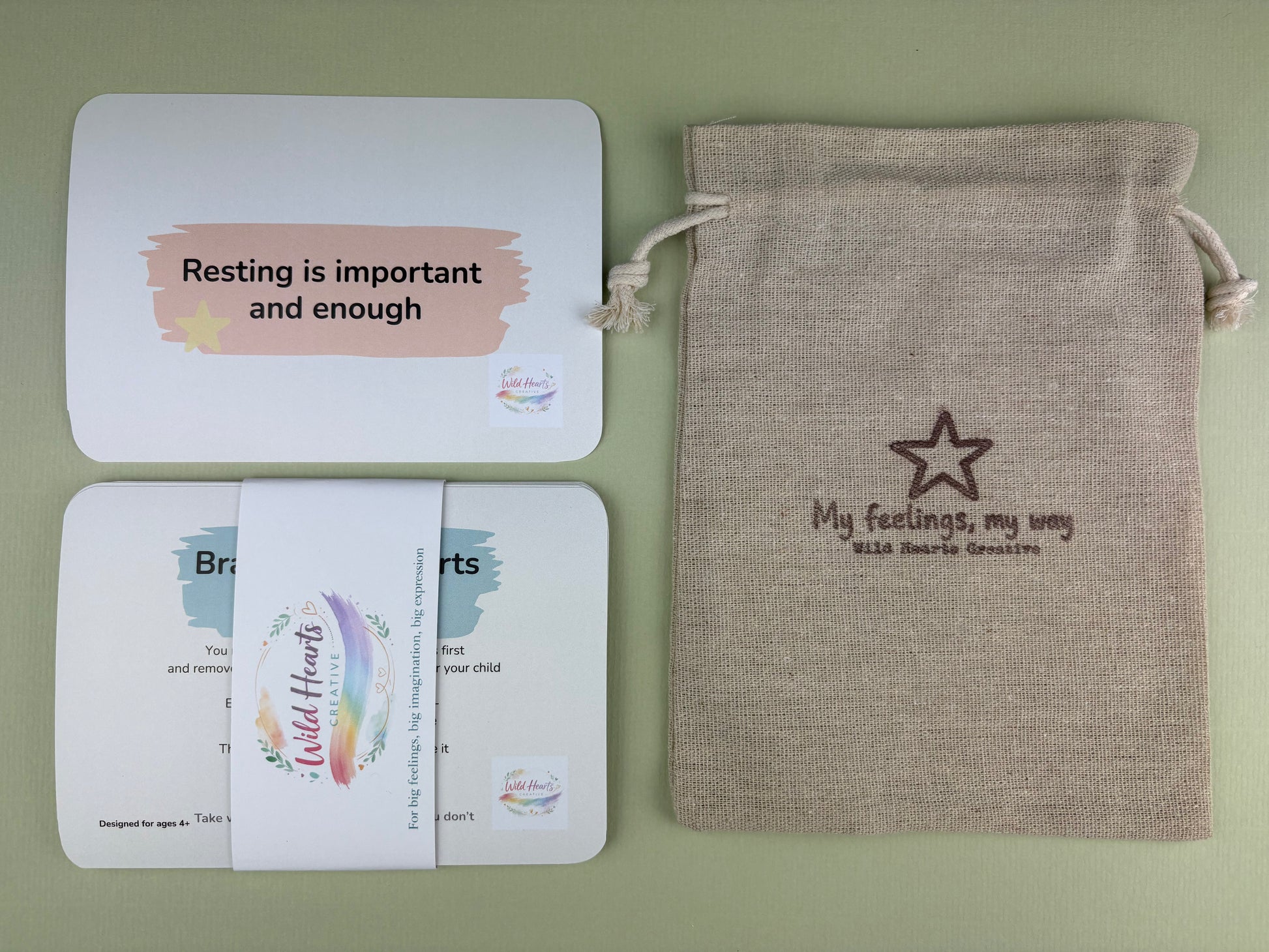 Brave Little Hearts it for encouraging children to rest when having hospital stays or ill.  With cards and drawstring bang