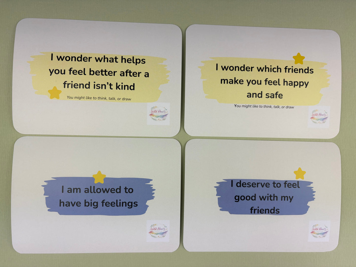 Close up of Being Me With Friends Kit, affirmations and creative prompts for feeling good within childhood friendships
