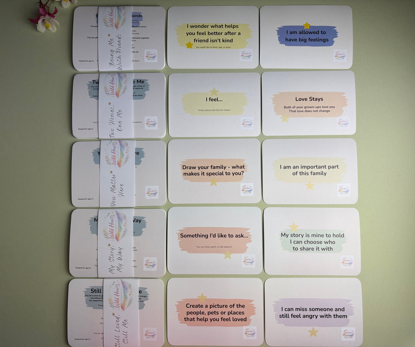 Example of the Wild Hearts Creative reflection card range, helping children explore family, identity, belonging and relationships.