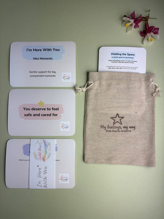 Teachers and Social Workers support kit for children suddenly being removed into care.  Available as a free download from Wild Hearts Creative and hard copy to purchase if preferred with 300gsm cards and branded drawstring brown bag 