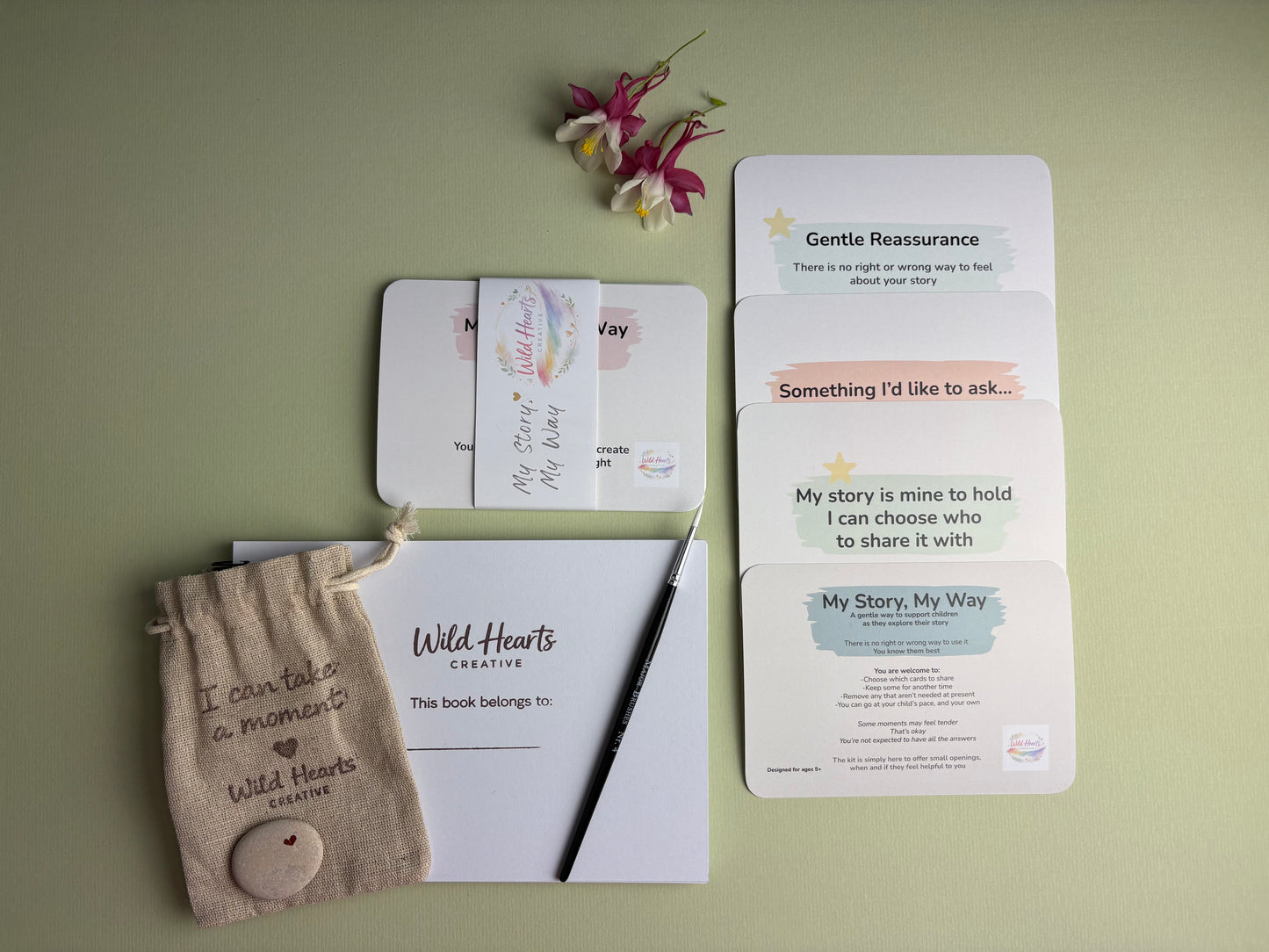 Adoption creative support kit for life story work, gently finding out and exploring feelings about own adoption story.  Permission to hold their story in a safe way and flexibility for parents, carers and foster carers to share affirmations and prompt cards relevant to the stage the child is at in their journey 