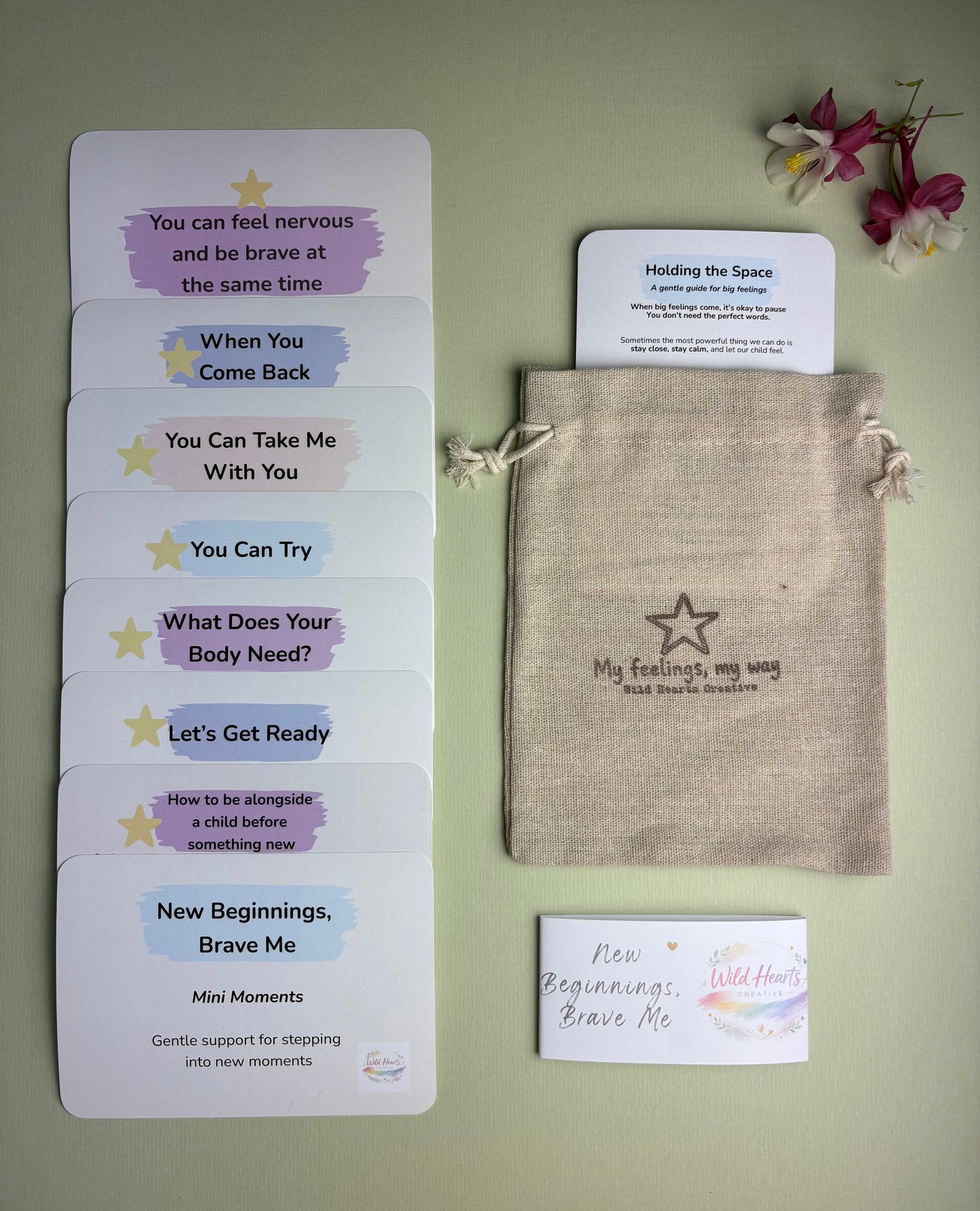 Kit to gently support childhood transitions such as stating school, moving schools, starting something new such as a club, or residential school trip.  Included is a branded My feelings, my way bag 