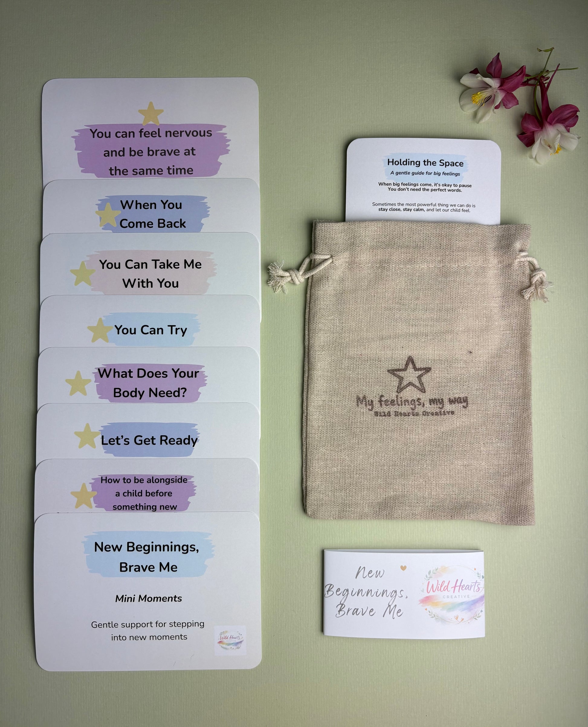 Kit to gently support childhood transitions such as stating school, moving schools, starting something new such as a club, or residential school trip.  Included is a branded My feelings, my way bag 
