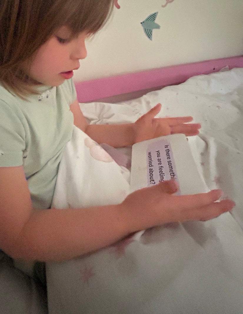Is there something you are feeling worried about, gentle parenting prompt for child at bedtime to help night fears and worries