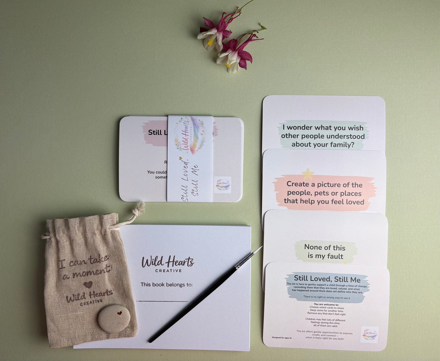 Still Loved, Still Me creative support kit for children affected by parental imprisonment, featuring reflection cards, creative activitieis and emotional wellbeing resources.  Trauma-informed emotional literacy resource.