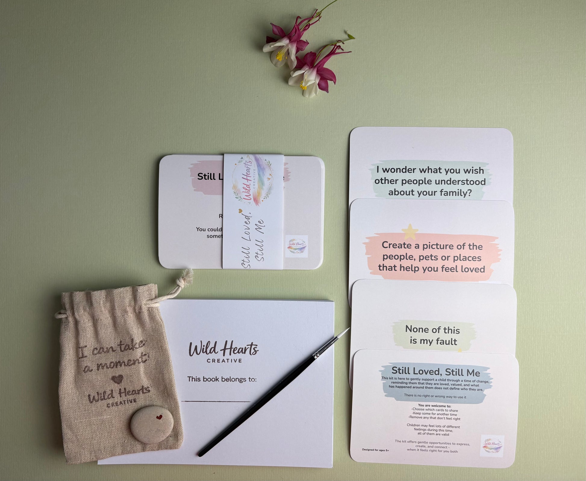 Still Loved, Still Me creative support kit for children affected by parental imprisonment, featuring reflection cards, creative activitieis and emotional wellbeing resources.  Trauma-informed emotional literacy resource.