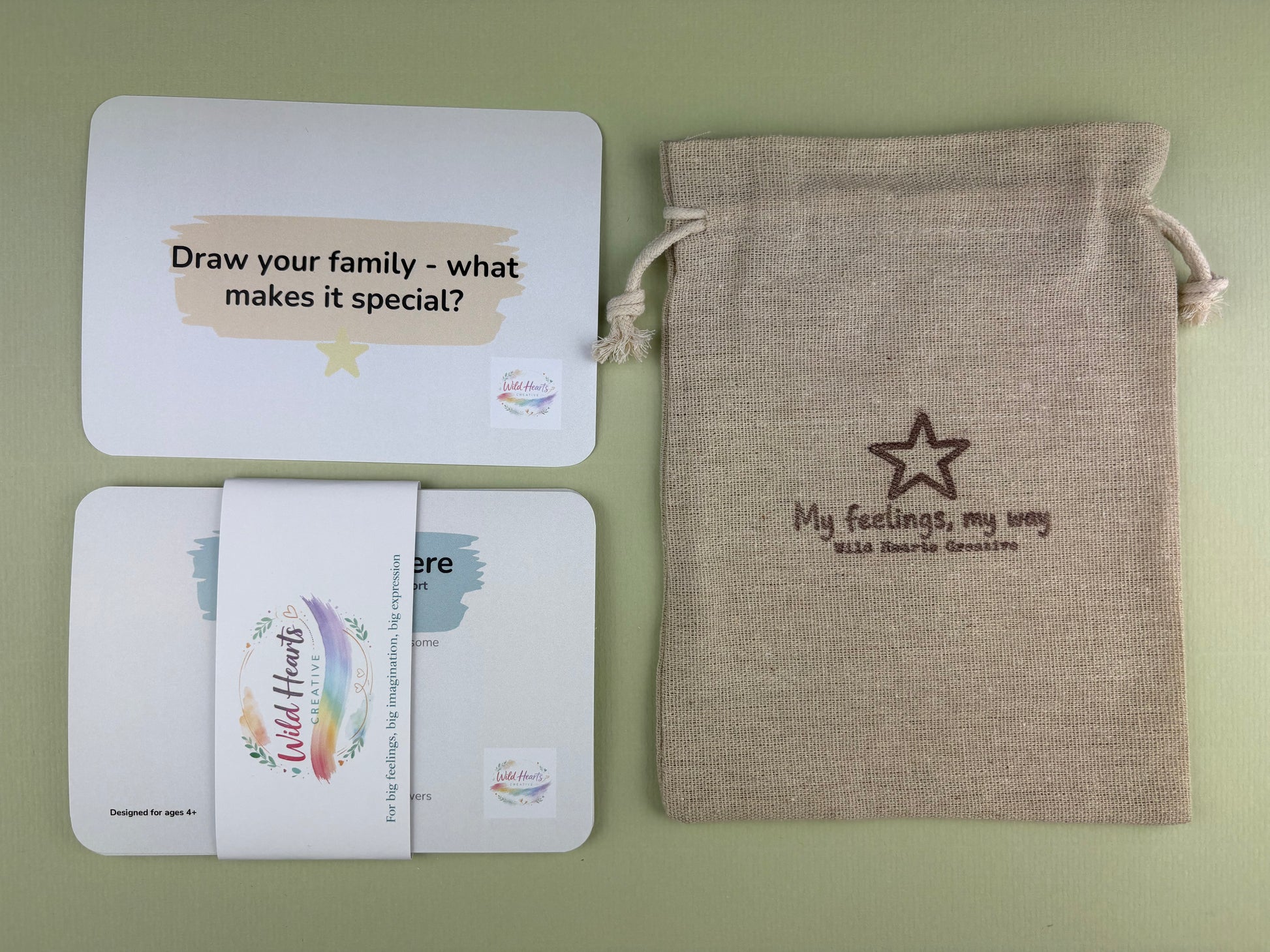 You Matter Here, What makes your family special children's affirmation cards, sibling support kit with drawstring bag